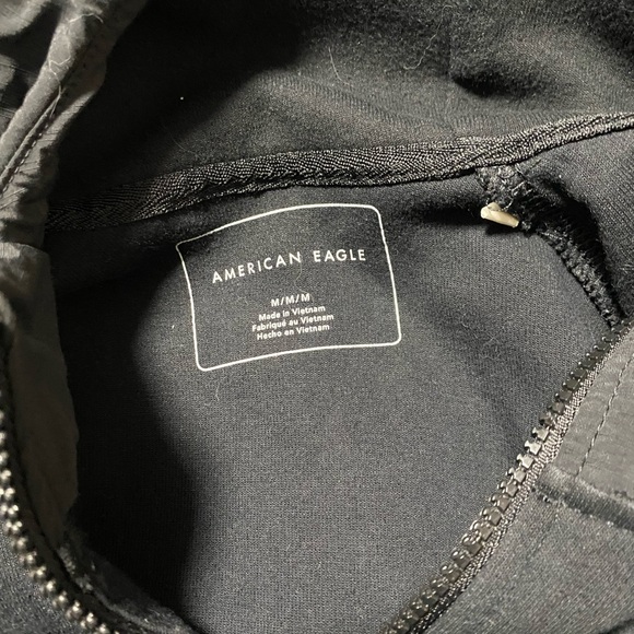American Eagle Men’s Black Zip-Up Hoodie Sweater Medium - Picture 3 of 3